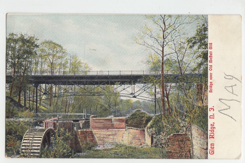 P2857 old postcard glen ridge NJ view bridge over old moffatt mill unused