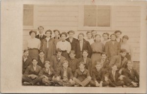 RPPC Pupils Students Class Photo Schoolhouse c1907 Real Photo Postcard W13