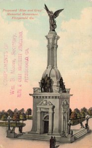 FITZGERALD GEORGIA~PROPOSED BLUE GRAY CIVIL WAR MONUMENT~1913 PSTMK POSTCARD