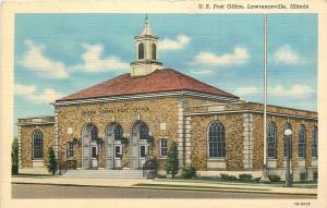 Lawrenceville Illinois~U S Post Office~1940s Postcard 