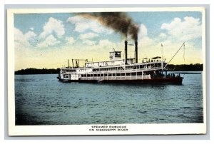 Vintage 1910's Postcard Steamer Dubuque Mississippi Bloomington Wisconsin