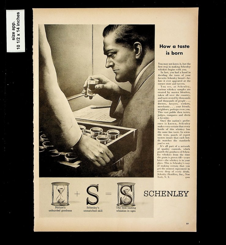 1953 Schenley Whiskey Time Vintage Print Ad 015741