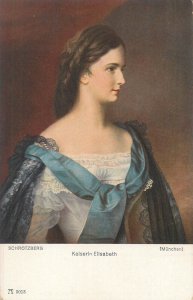 Classic art portrait of Empress Elizabeth by Schrotzberg vintage postcard 