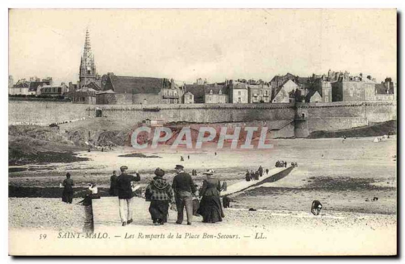 Old Postcard Saint Malo Les Remparts Place Bon Secours