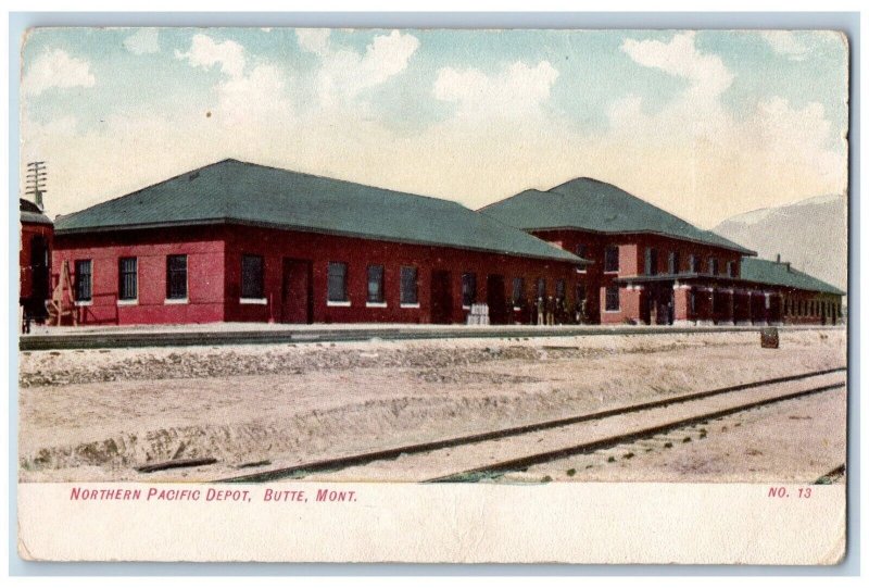 Butte Montana MT Postcard Northern Pacific Depot Exterior c1910 Vintage Antique