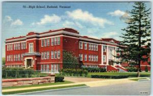 RUTLAND, Vermont  VT   HIGH SCHOOL   ca 1940s Linen  Postcard