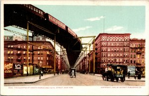 Vtg 1906 Elevated Railroad Eighth Avenue & 110th Street New York NY Postcard