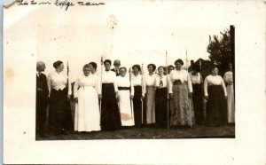 1910s Women's Lodge Masons Shriners Ladies with Spears Real Photo Postcard