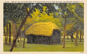 Thatched Roof Huyts Reconstructed in Fort Raleigh Roanoke Island, North Carol...