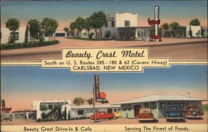 Carlsbad New Mexico NM Beauty Crest Motel Drive In & Caf� 1930s-40s Vintage PC