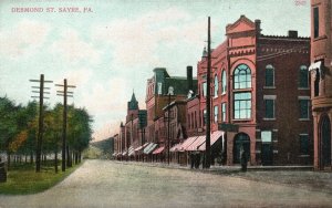 Vintage Postcard Desmond Street Sayre Pennsylvania PA A. C. Bosselman Pub.