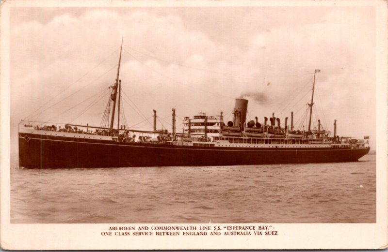 Real Photo Postcard Aberdeen and Commonwealth Line S.S. Esperance Bay