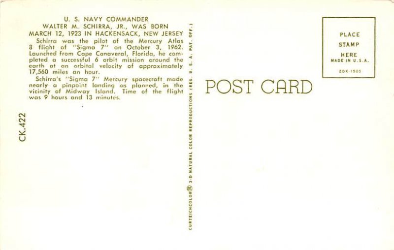 US astronaut Walter M Schirra, Jr Space Unused 