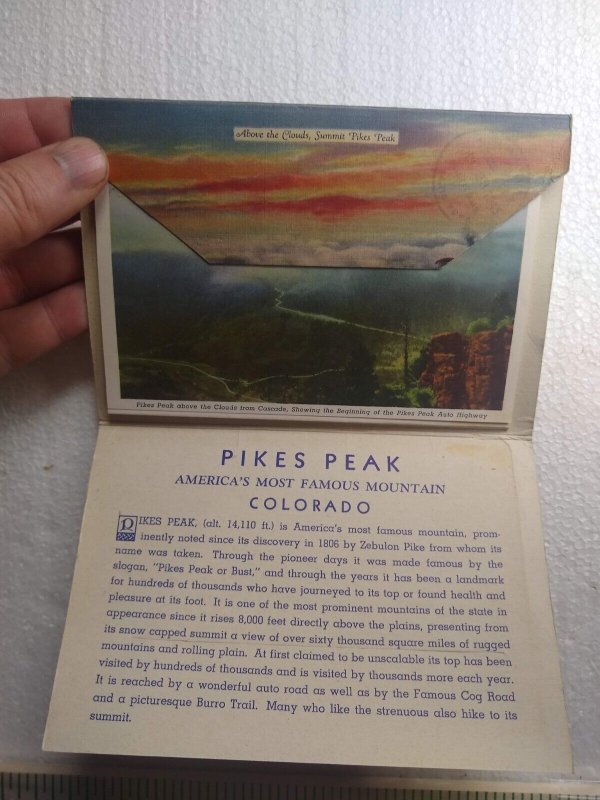 Postcard Folder Above the Clouse, Summit Pikes Peak, Colorado