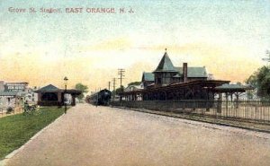 Grove St Station, East Orange, New Jersey, NJ, USA Railroad Train Depot 1909 ...