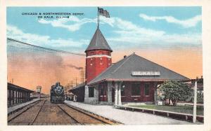 DeKalb IL Railroad Station Train Depot postcard.​