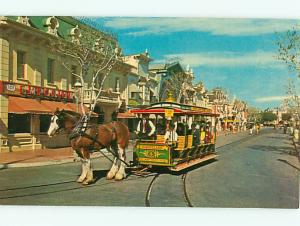 Vintage Postcard Disneyland Horse Drawn Street Car # 1028