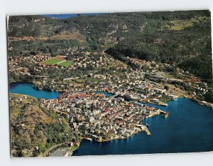 Postcard The town seen from the air Flekkefjord Norway