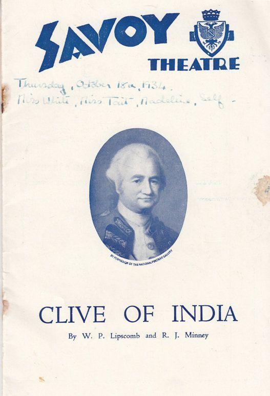 Clive Of India Gillian Lind London 1930s Military Theatre Programme