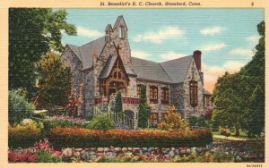 Vintage Postcard St. Benedict's Roman Catholic Church Stamford Connecticut CT
