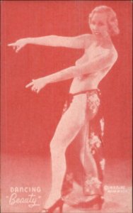 Nude Sexy Showgirl Pin-Up Exhibit Mutoscope Card RED TINT - DANCING BEAUTY 