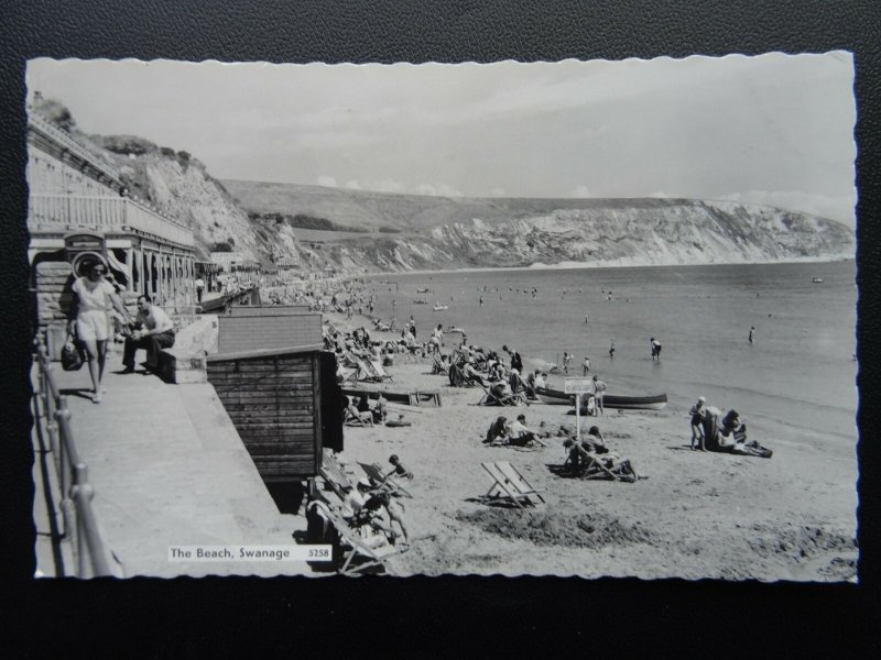 Dorset SWANAGE The Beach c1950's RP Postcard by St. Alban Series