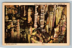 Luray Caverns VA-Virginia, Totem Poles In Giant's Hall, Linen Postcard