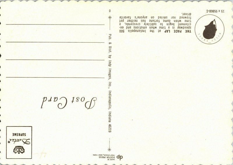 Aerial View Pace Lap Indianapolis 500 Postcard A13