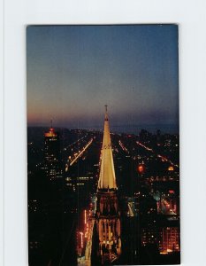 Postcard The Chicago Temple At Night, Chicago, Illinois