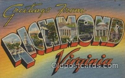 Richmond, Virginia, USA Large Letter Towns 1952 postal used 1952