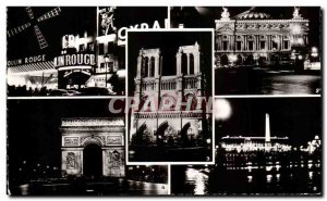 Old Postcard Paris La Nuit The mill ROUGEE the & # 39opera Notre Dame Arc de ...