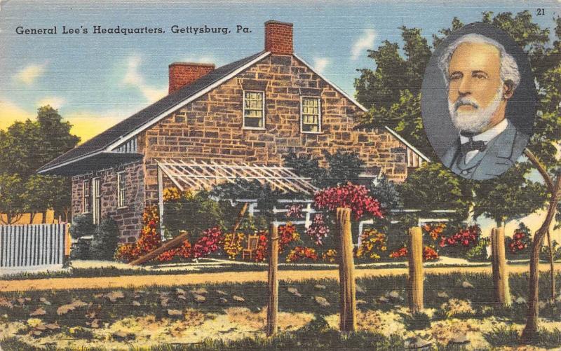 Gettysburg Pennsylvania 1940s Postcard General Robert E Lee's Headquarters CSA