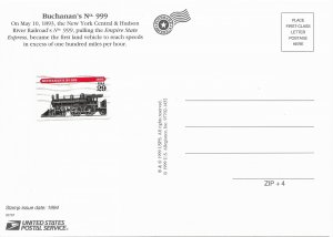 US Unused. #2847 Locomotive -Buchanan's No. 999(1893) includes used #2847 stamp.