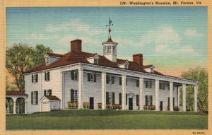 Vintage Postcard Washington's Mansion Shore Of Potomac Mount Vernon Virginia VA