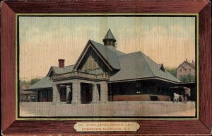 Adirondack Mts New York NY Saranac Lake Train Depot Station c1910 Postcard