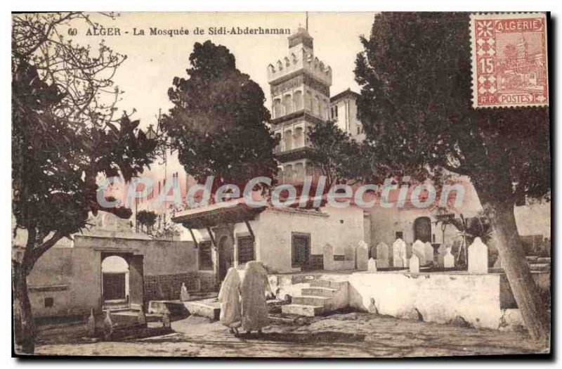 Postcard Old Algiers mosque Sidi Abderhaman