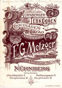 F.G. Metzger Chocolates Large Trade Card