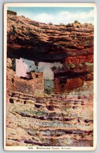 State View~Arizona~Ladders Up To Montezuma Castle On Cliff~Vintage Postcard