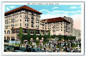 c1920 Hotel Virginia Exterior Classic Cars Field Long Beach California Postcard