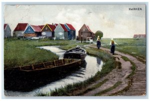 1910 Boat Scene Marken North Holland Netherlands Antique Posted Postcard