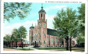 1920s St. Michael's Catholic Church Plymouth Indiana Postcard