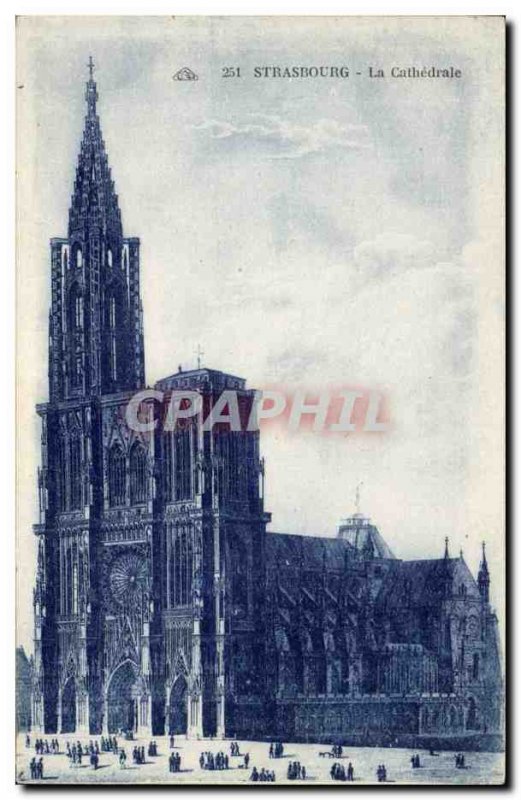 Old Postcard Strasbourg cathedral