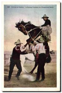 Postcard Old Wild West Cowboy Indian Rodeo