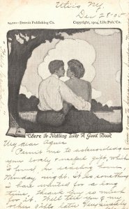 Vintage Postcard 1905 There Is Nothing Like A Good Book Of Love & Romance