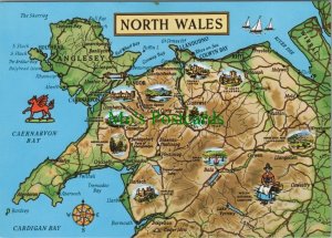 Maps Postcard - Map of North Wales    RR12199