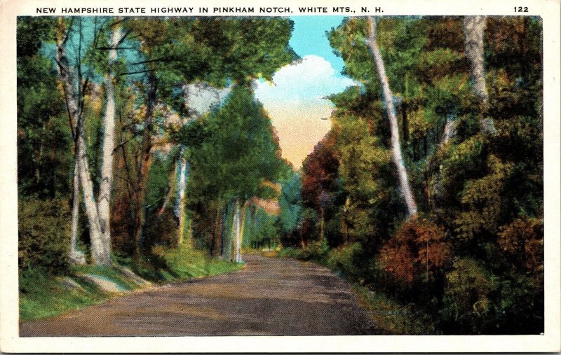 New Hampshire State Hwy Pinkham Notch White Mountains NH WB Postcard UNP VTG 