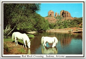 VINTAGE CONTINENTAL SIZE POSTCARD RED ROCK CROSSING AT SEDONA ARIZONA