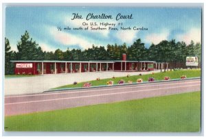 c1940's Charlton Court Hotel & Restaurant Southern Pines North Carolina Postcard