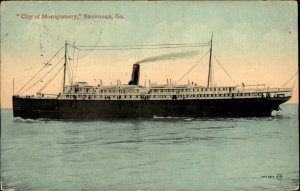 Savannah Georgia GA Steamer City of Montgomery 1900s-20s Vintage Postcard