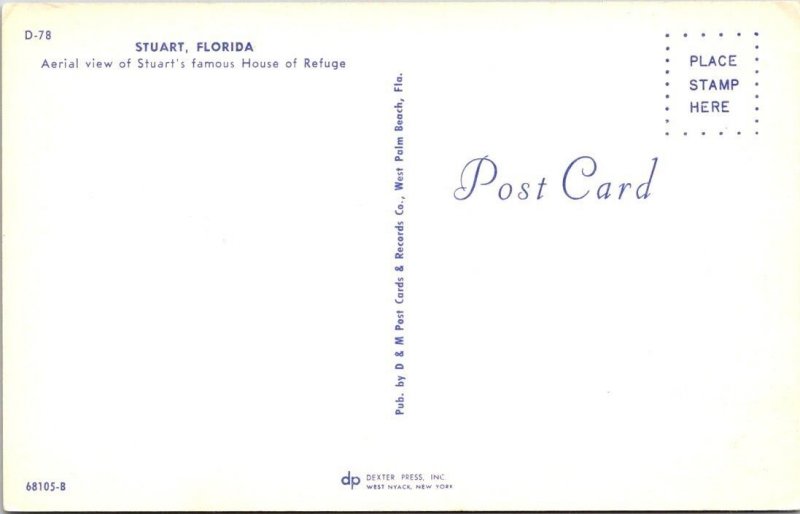 Stuart, FL Florida  HOUSE OF REFUGE~Shipwreck Survival Station ca1950's Postcard